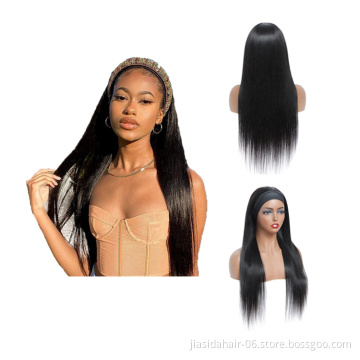 Natural Looking Long Straight Headband Wigs for Black Women Glueless Brazilian Human Hair Wig with Headband Non Lace